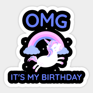 OMG It's My Birthday Unicorn Pony Horse Sticker